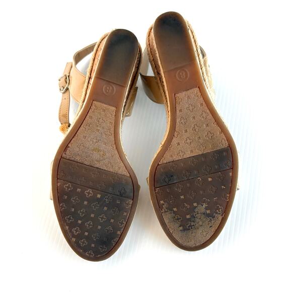 Etienne Aigner Wedge Heel Sandals, Beige Patent Leather, Heel, Women’s Size 8 - Picture 6 of 8